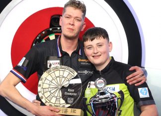 Mitchell Lawrie, 15, hailed as ‘the future of darts’ following 6-3 defeat to Jimmy van Schie in WDF World Darts Championship final